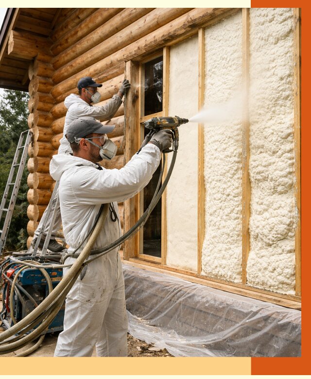 Утепление деревянного дома ППУ в Вязьме от 4318 руб/м2 | ТепломастерВзь — под ключ
