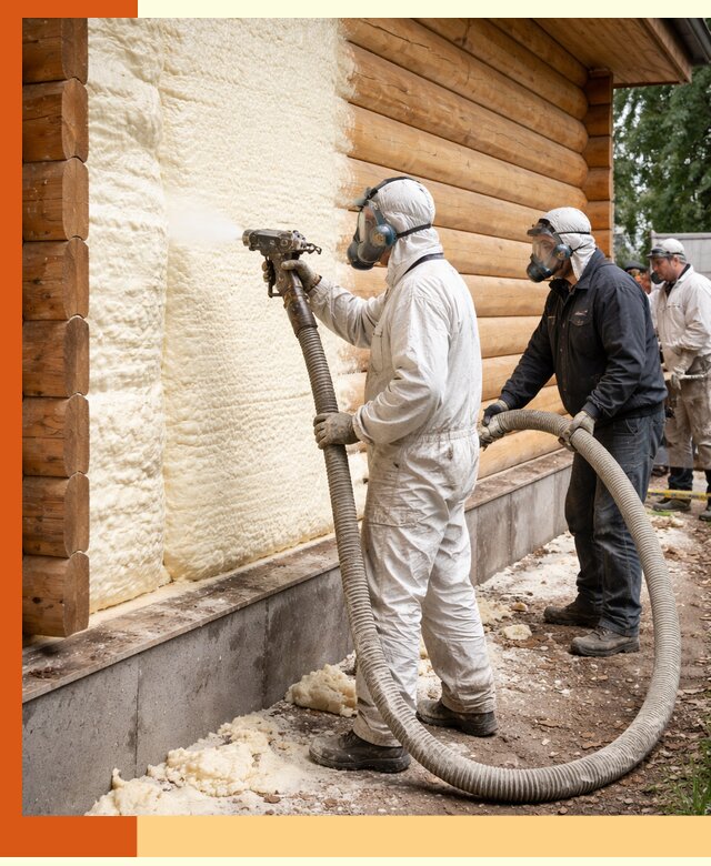 Утепление дома из бруса пенополиуретаном в Вязьме