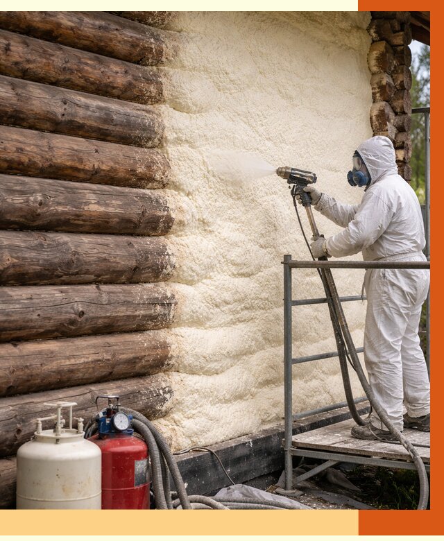 Утепление бревенчатого дома ППУ в Вязьме под ключ от 6426 руб. | ТепломастерВзь