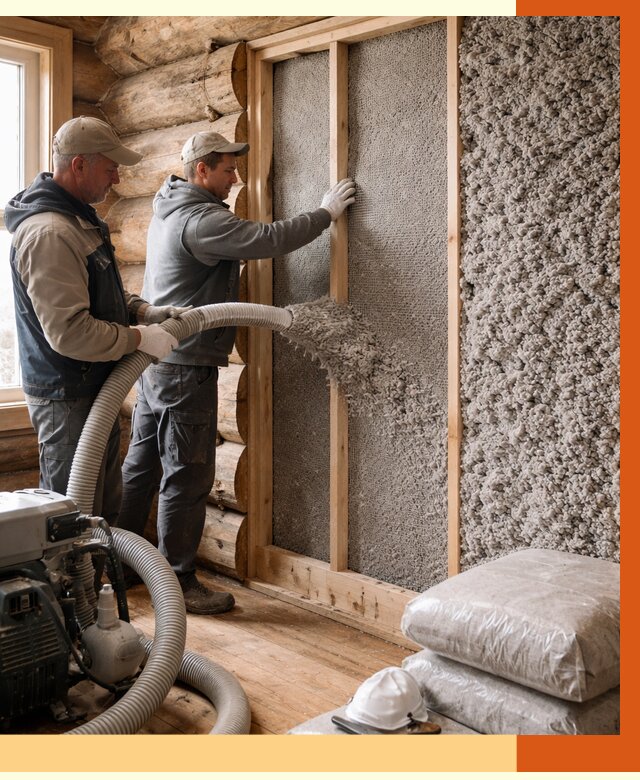 Утепление бревенчатого дома эковатой в Вязьме от 2828 руб. | ТепломастерВзь