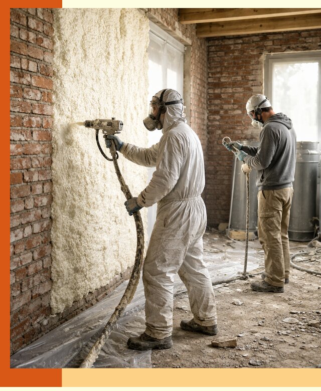 Утепление кирпичного дома пенополиуретаном в Вязьме