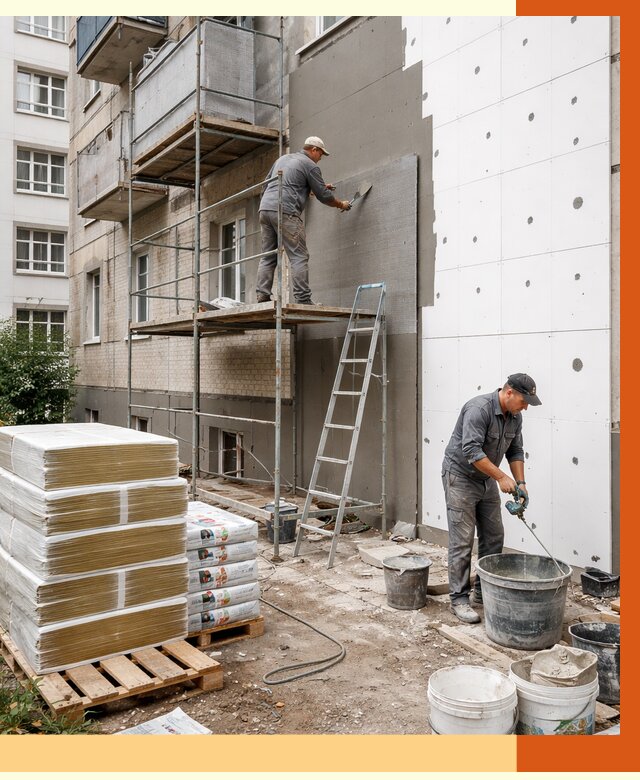 Утепление квартиры снаружи в Вязьме от 6323 руб/м2 под ключ | ТепломастерВзь