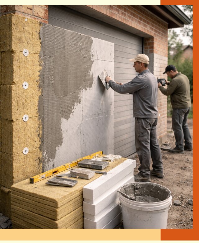 Утепление гаража снаружи в Вязьме от 4318 руб. за м2 — наружное утепление под ключ | ТепломастерВзь
