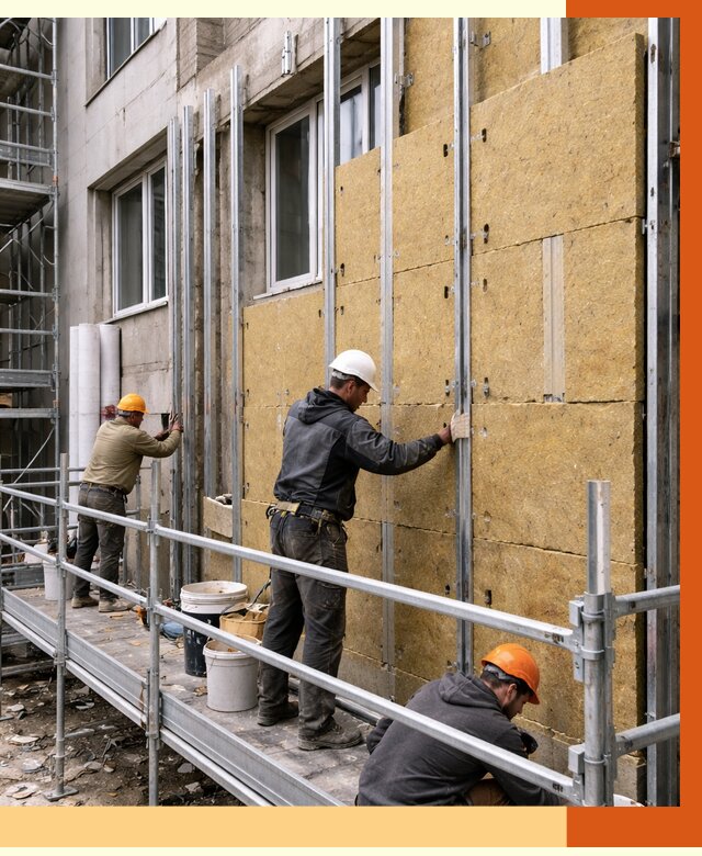 Утепление вентилируемого фасада в Вязьме от 5758 руб/м2 — монтаж и утепление вентфасад | ТепломастерВзь