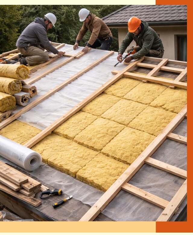 Утепление скатной крыши в Вязьме от 1285 руб./м2 под ключ | ТепломастерВзь