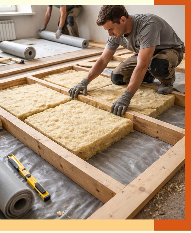 Утепление деревянного пола в Вязьме от 1542 руб./м2 под ключ | ТепломастерВзь