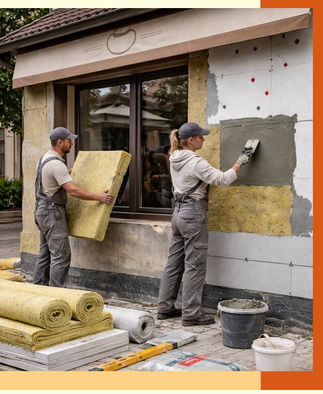 Утепление кафе в Вязьме от 4318 руб/м2 — комплексно под ключ | ТепломастерВзь