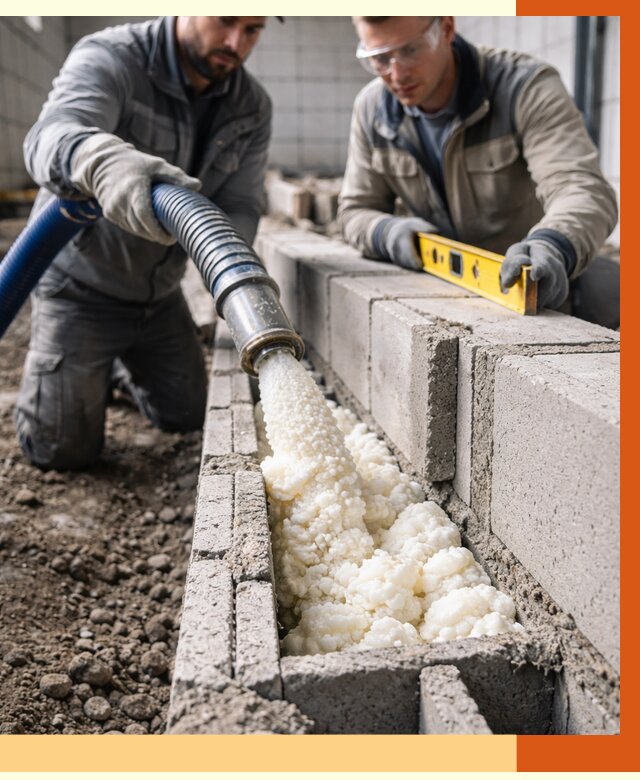 Заполнение колодцевой кладки ППУ в Вязьме от 4318 руб. за м2 | ТепломастерВзь