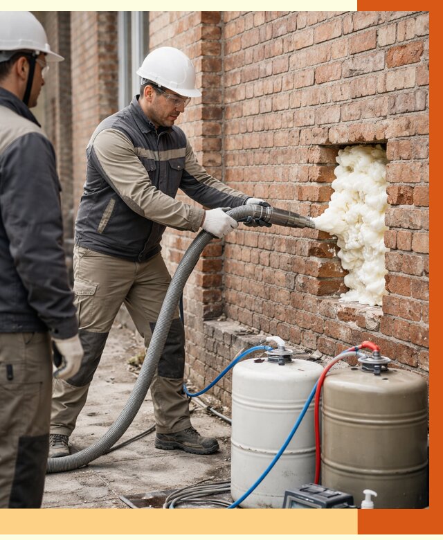 Заливка ППУ в пустоты кирпичной стены в Вязьме от 2828 руб. | ТепломастерВзь