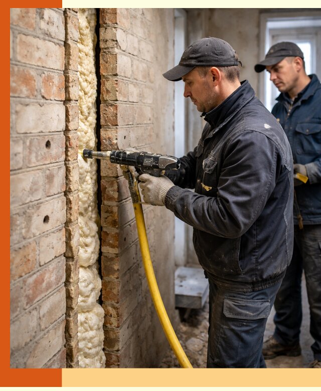 Межстеновое утепление пенополиуретаном в Вязьме