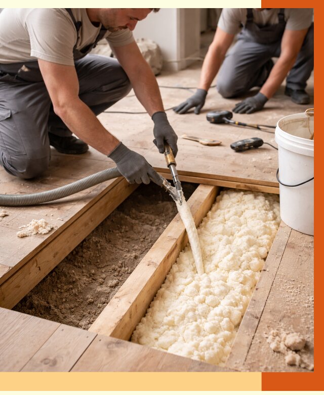 Заполнение пустот пола в Вязьме от 2776 руб. — утепление пустот пола под ключ | ТепломастерВзь