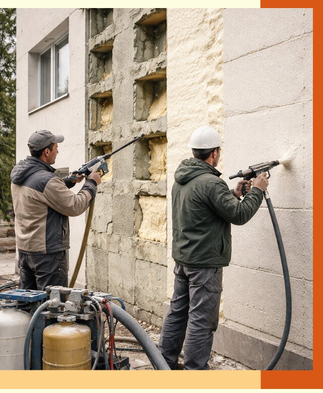 Заполнение пустот фасада в Вязьме от 4627 руб. — утепление пустот облицовки | ТепломастерВзь