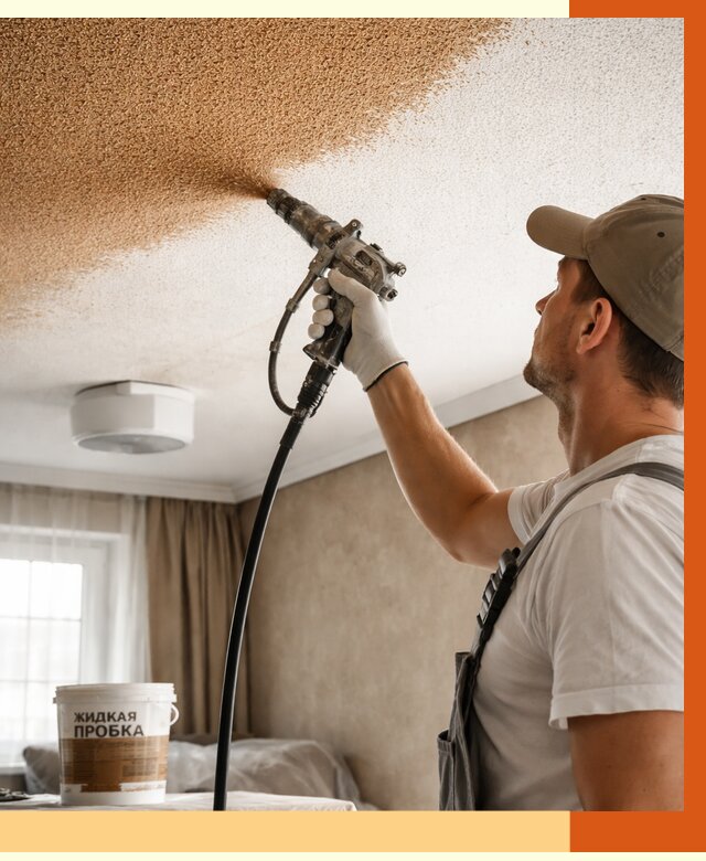 Утепление потолка жидкой пробкой в Вязьме от 3599 руб. | ТепломастерВзь