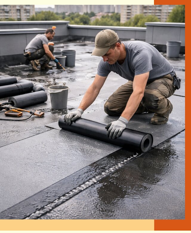 Гидроизоляция плоской кровли в Вязьме от 4627 руб./м2 — профессионально | ТепломастерВзь
