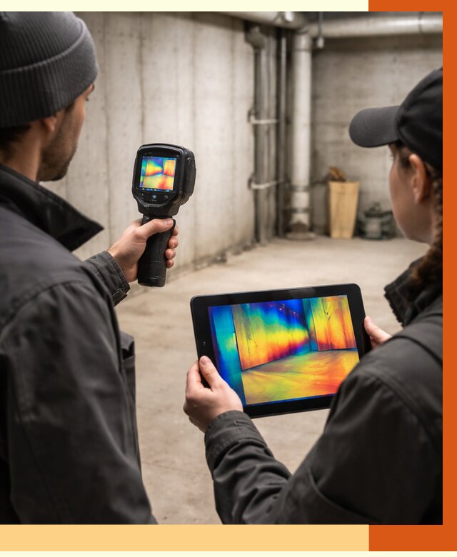 Тепловизионное обследование подвала в Вязьме от 4627 руб. — проверка гидроизоляции | ТепломастерВзь