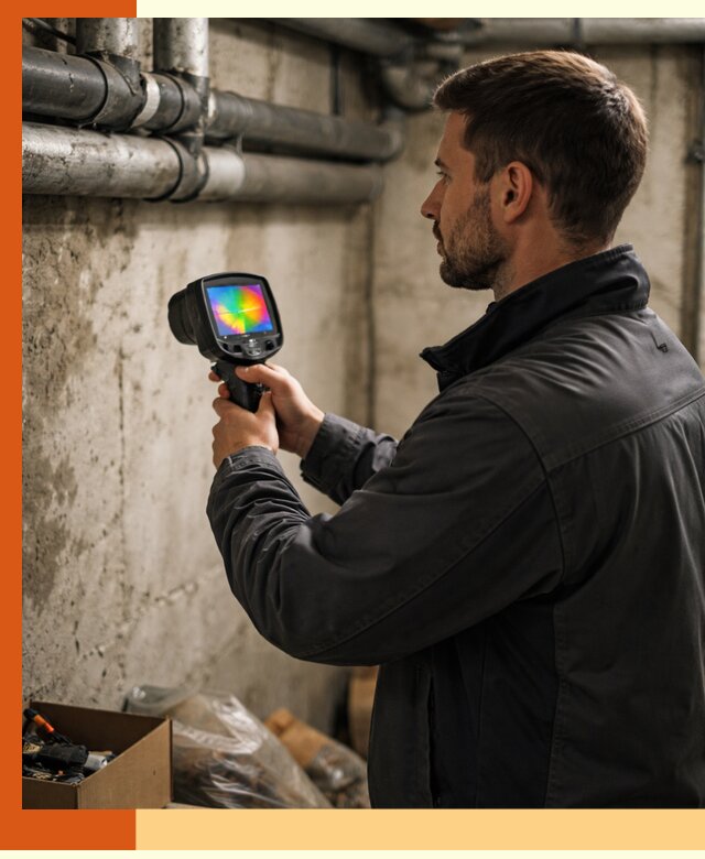 Тепловизионное обследование подвала в Вязьме для поиска утечек тепла