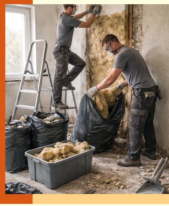 Демонтаж старого утеплителя и вывоз отходов в Вязьме