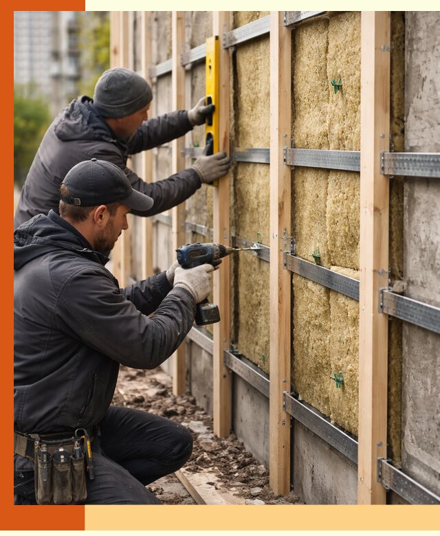 Монтаж обрешетки под утепление зданий и квартир в Вязьме